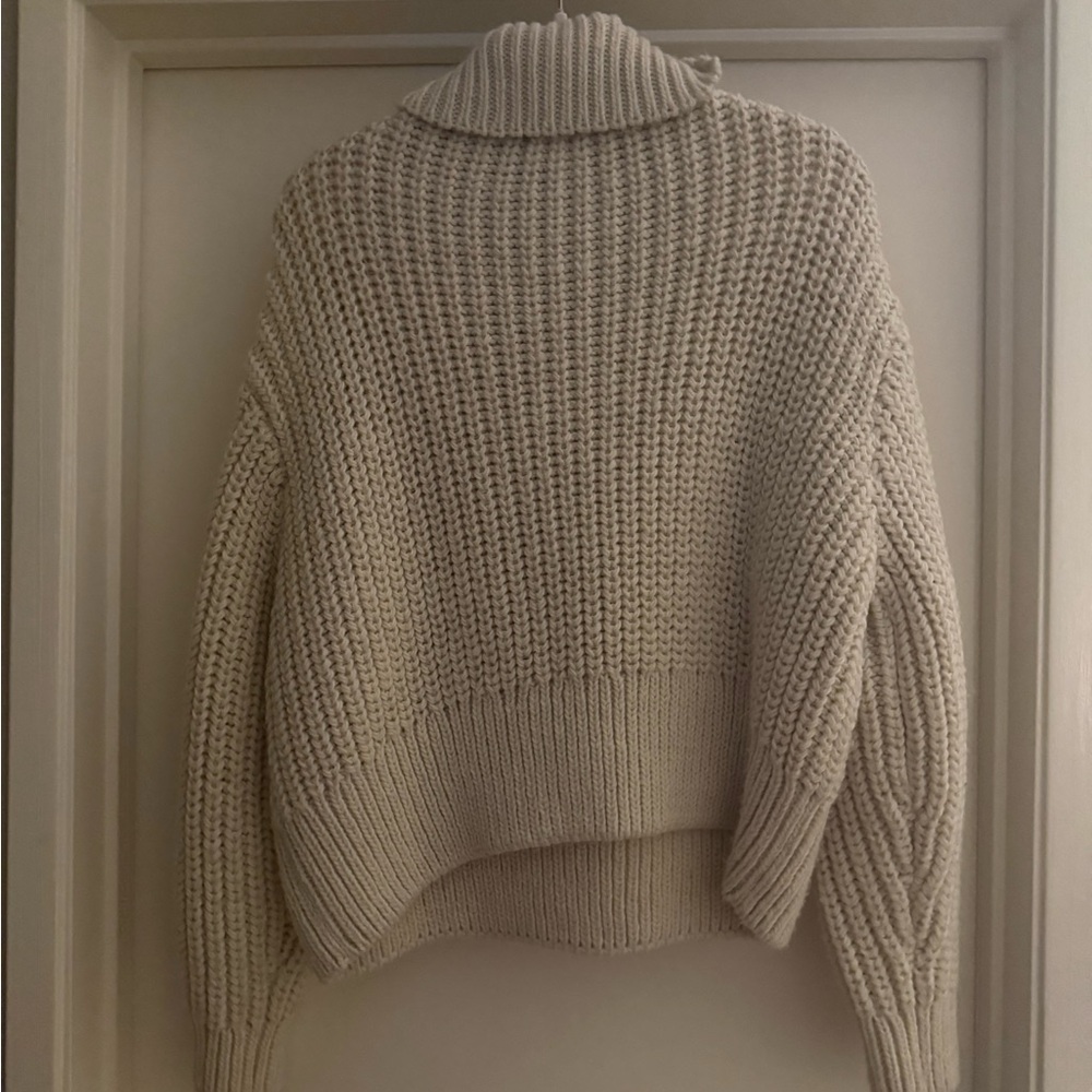 H&M Cream Half-Zip Chunky Knit Turtleneck Sweater - Picture 5 of 5
